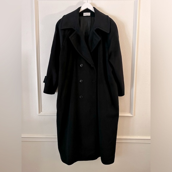 Men’s Charles Klein- Fortsmann- Double Breasted Black Wool Coat XXL - Picture 1 of 2